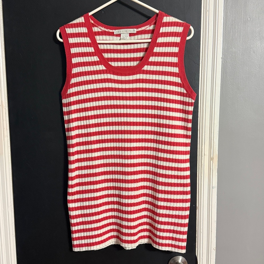 The Limited Y2K Scoop Neck Candy Striped Rayon Blend Sleeveless Sweater Sz: M